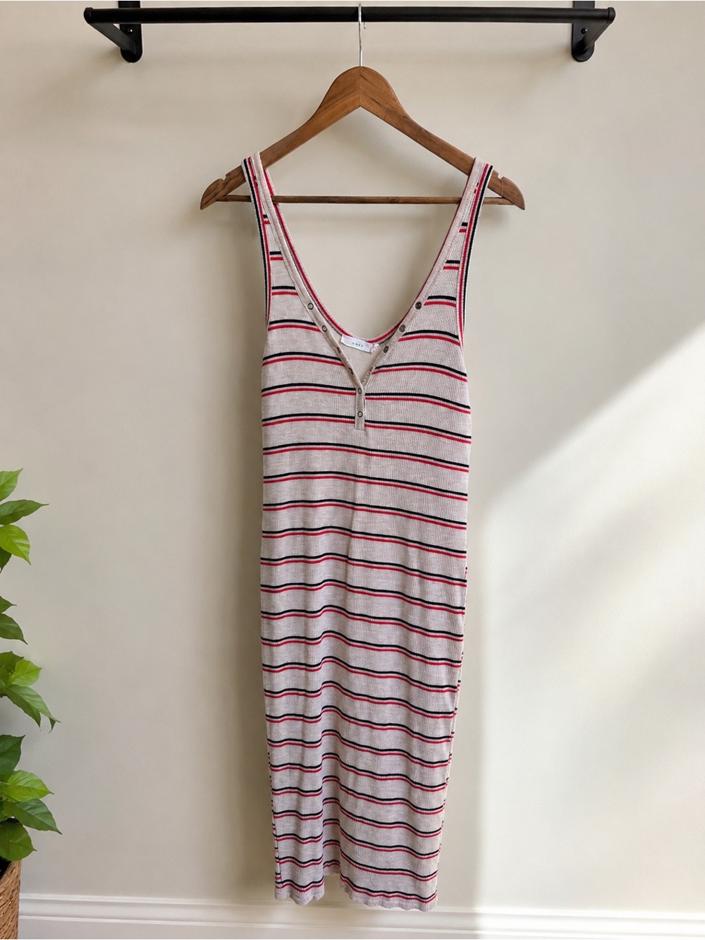 LUSH Henley Midi Ribbed Dress